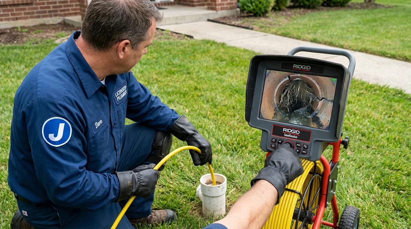 Sewer camera inspection being performed by Johns Plumbing LLC in Hampstead